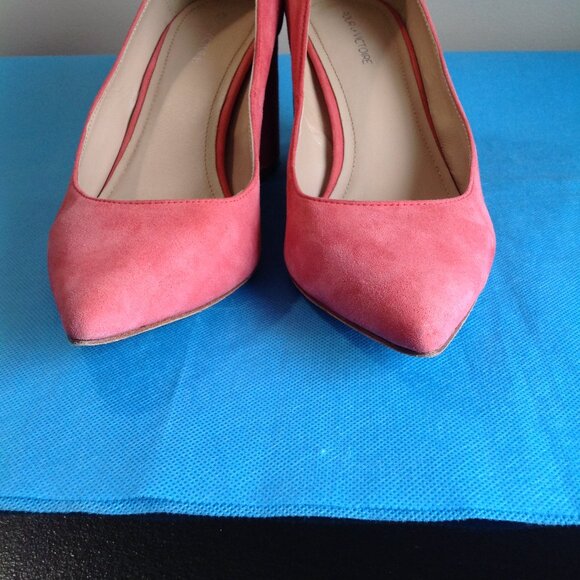 Pour La Victoire Pink Suede Pointed Toe Val Block Heels Pumps 8 - Picture 11 of 15